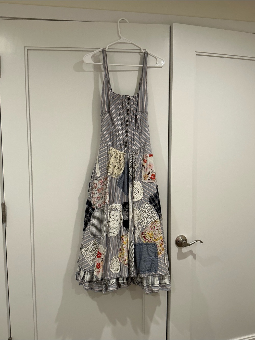 Pilcro Patchwork Midi Dress in Gray with Floral Accents - Picture 2 of 8